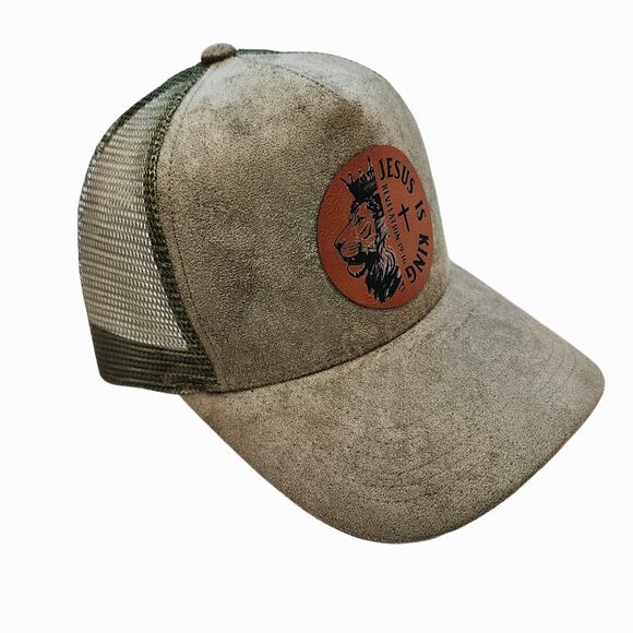 NWT Lion of Judah Faux Suede Snap Back Mesh Trucker Hat Cap - Picture 6 of 13